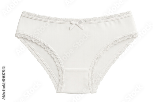 Classic white cotton panties with delicate lace trimming, isolated on a transparent background, offering a clean and versatile image for various design projects