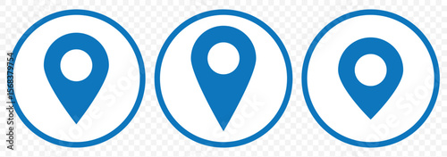 Set of blue map pin icons. Design can use for web and mobile app. Vector illustration on Transparent Background. EPS 10.