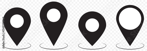 Map pin icon. location pin place marker. Location icon. Map marker pointer icon set. GPS location symbol collection. Victor illustration on Transparent Background. EPS 10.