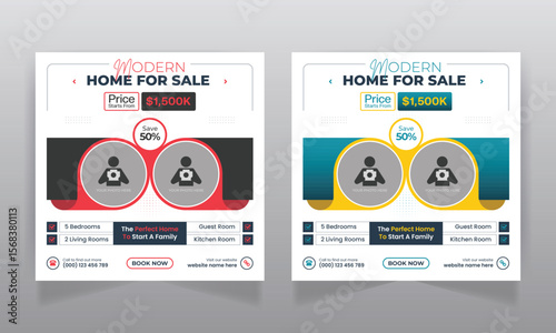 Real estate business promotion social media post and web banner template