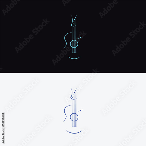 Minimalist Line Art Guitar with Profile Logo