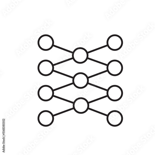 Neural network icon, AI Algorithms Symbol Outline icon Transparent background