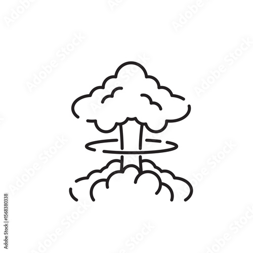 Mushroom cloud icon, Nuclear bomb Symbol Outline icon Transparent background