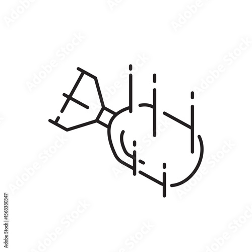 Air bomb icon, Nuclear atom bomb Symbol Outline icon Transparent background