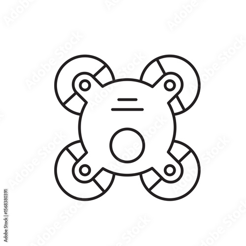 Drone icon, Quadcopter, Aircraft devices Symbol Outline icon Transparent background