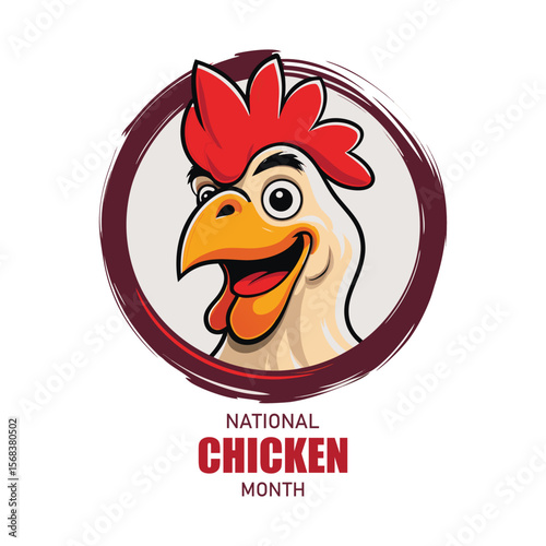 National Chicken Month is observed every year in September. Holiday concept. Template for background, banner, card, poster, placard, design template with unique shapes with standard color.