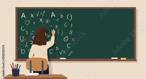 “Modern Teacher Branding Vector – Horizontal Educational Banner”