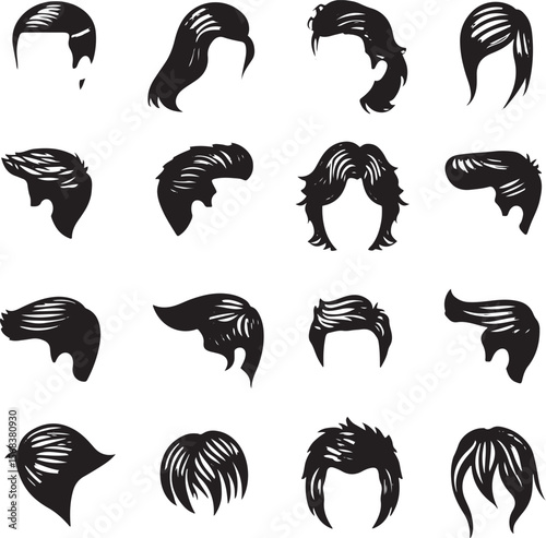Diverse Black Hairstyles Silhouettes vector