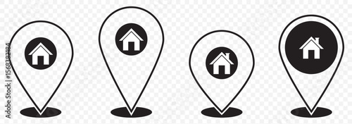 Map pin icon. location pin place marker. Location icon. Map marker pointer icon set, Editable Victor illustration on Transparent Background. EPS 10.