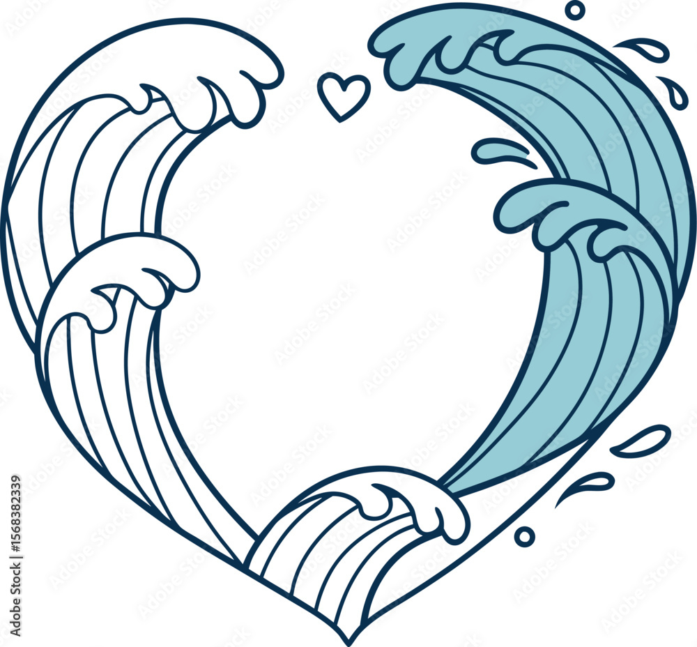 Naklejka premium Vector illustration: abstract background with a tribal eagle tattoo design, featuring a heart, flowers, and water elements