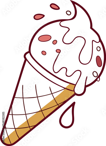 Here's a concise description for an ice cream image:

A cute cartoon ice cream character vector illustration, perfect for fun food design or a sweet symbol