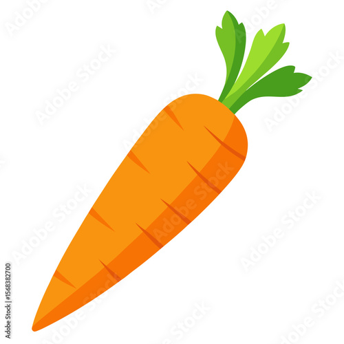 A single freshly harvested carrot standing food vector icon on white background.