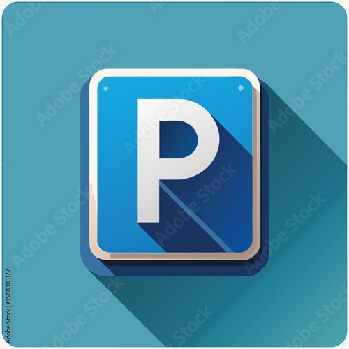 Vector art of a blue parking sign with a white p is displayed