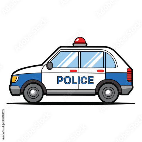 Vector art of a cartoon police car isolated on white background