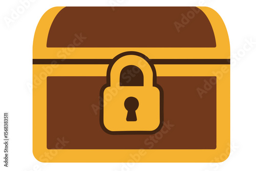 Classic Treasure Chest Icon with Lock – Gaming and Adventure Concept