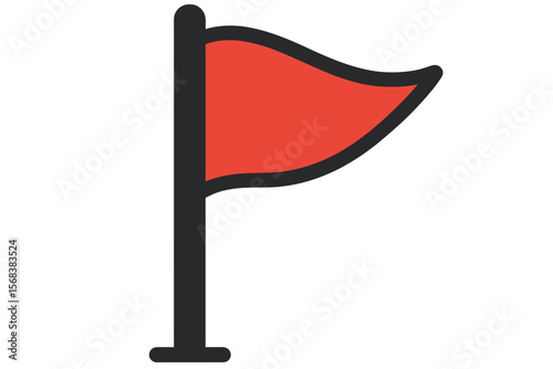 Minimal Red Flag Icon for Checkpoints, Warnings, or Objectives