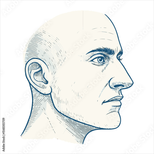 Isolated human nose in flat design and outline drawing style.