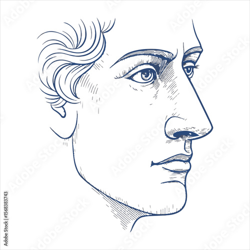 Isolated human nose in flat design and outline drawing style.
