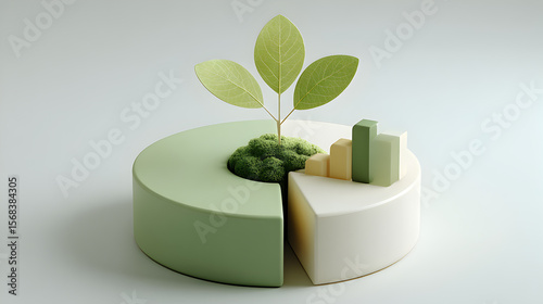 Green growth and financial success symbolized by plant and bar chart