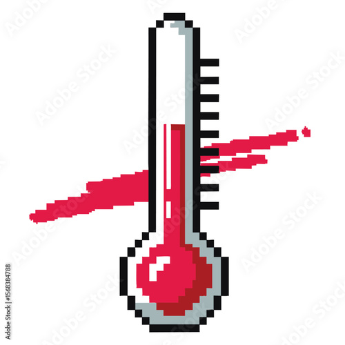 Pixel Art Thermometer: Breaking the Heat – Graphic Design Element