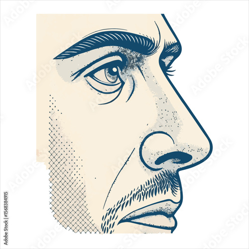 Isolated human nose in flat design and outline drawing style.