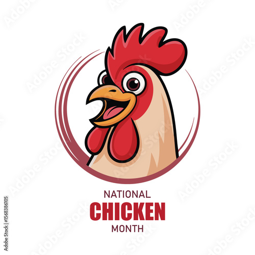 National Chicken Month is observed every year in September. Holiday concept. Template for background, banner, card, poster, placard, design template with unique shapes with standard color.
