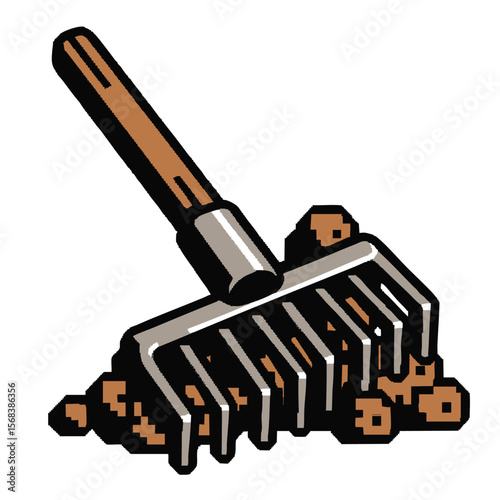 Gardening Tool: A Detailed Illustration of a Leaf Rake