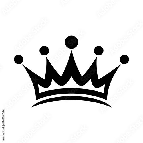 Elegant Crown: The bold silhouette of a regal crown, rendered in striking black, stands as a timeless symbol of royalty, power, and prestige. A symbol of authority, elegance, and classic design.