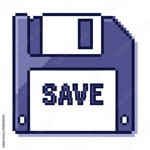 Pixel Art Floppy Disk: Retro SAVE Icon for Gaming and Technology Designs