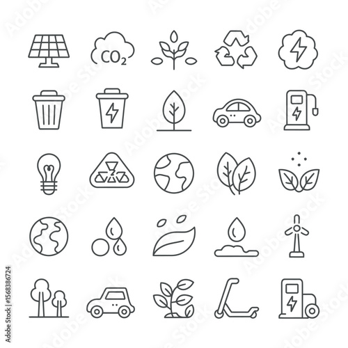 Set of 30 Black and White Focused Outline Icons for Various Purposes