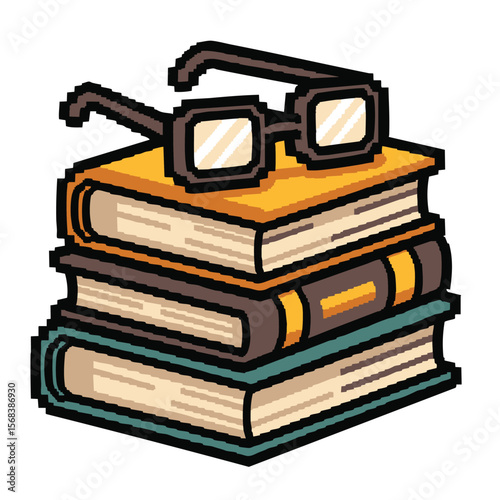 Pixel Art Books & Glasses: Perfect for Education & Learning Resources