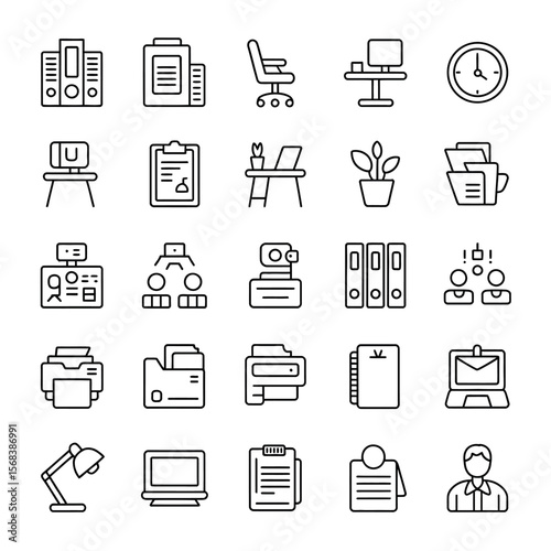 30 Black and White Outline Icons Universal Design Elements