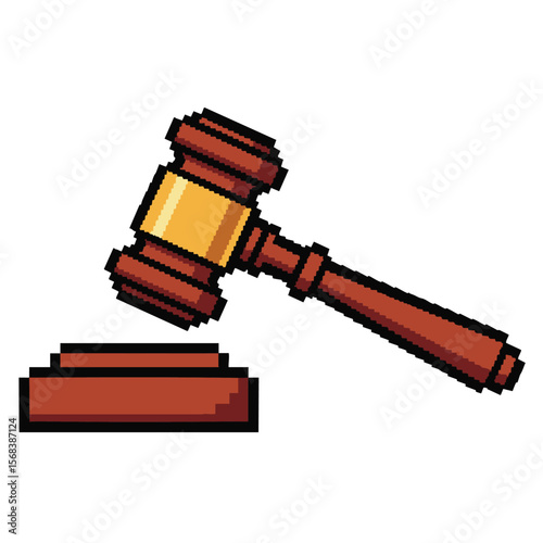 Pixel Art Gavel: Justice, Law, Legal, Court Icon