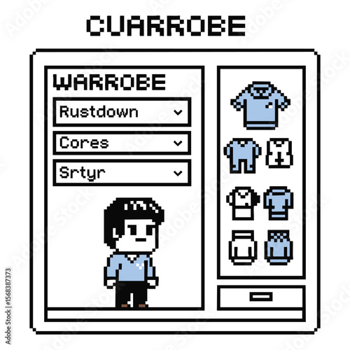 Pixel Art Wardrobe Customization: Clothing Selection & Character Design Interface
