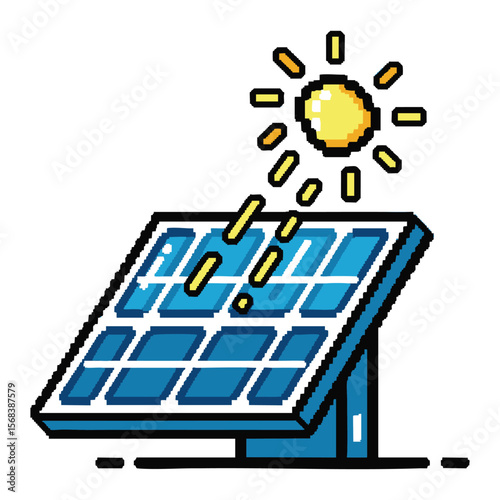 Pixel Art Solar Panel: Clean Energy, Sustainable Power, Renewable Resource