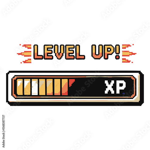 Pixel Art Level Up: Game Progress Bar Graphics