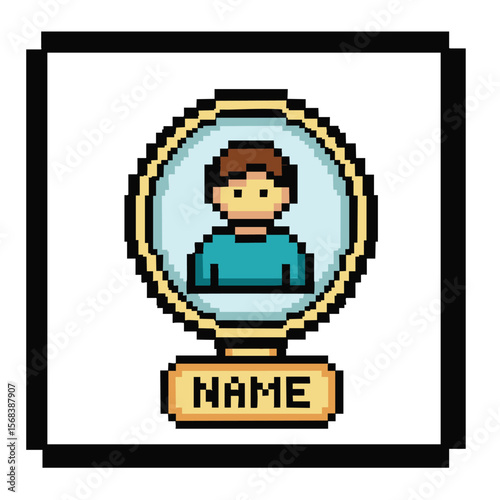 Pixel Art Profile Icon: Customizable Name Tag, 8-bit Avatar, Retro Game Design Element