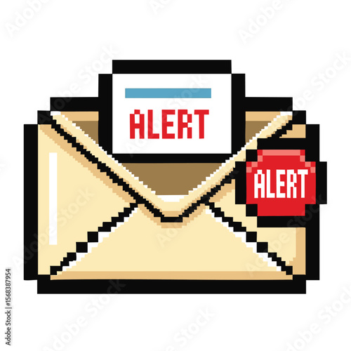 Urgent Pixel Art Alert: Email Notification Graphic