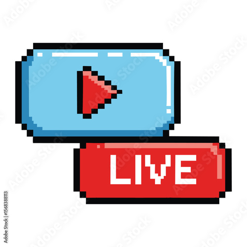 Pixel Art Live Stream Button: Engaging Video Content Design Element
