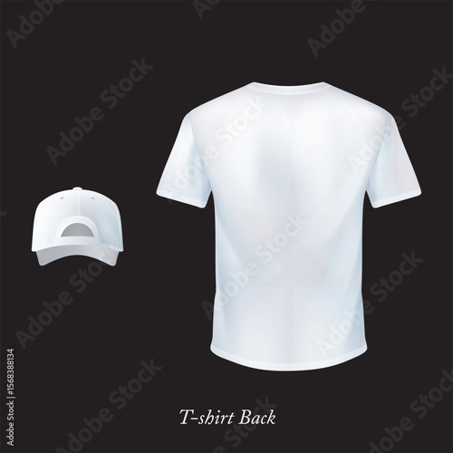 White t-shirt and baseball cap man realistic 