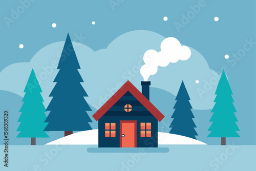 winter landscape with house