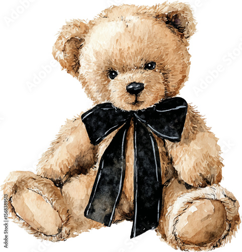 A Cuddly Teddy Bear watercolor illustration.