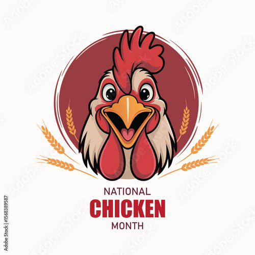 National Chicken Month is observed every year in September. Holiday concept. Template for background, banner, card, poster, placard, design template with unique shapes with standard color.