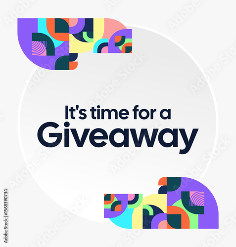 Giveaway winner announcement social media post template with colorful geometric design. Perfect for business, cover, online store and poster. Giveaway background illustration