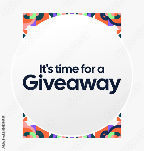 Giveaway winner announcement social media post template with colorful geometric ornaments. Perfect for business marketing. Festive giveaway background