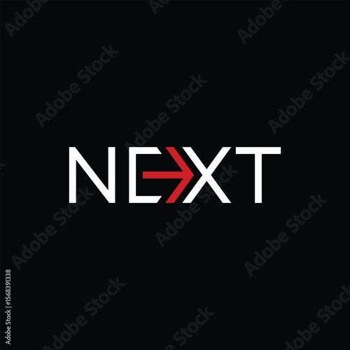 typography text next logo design, word mark next symbol concept icon