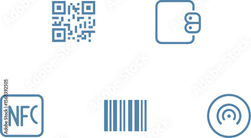 A digital payment methods represented by icons on white circular backgrounds