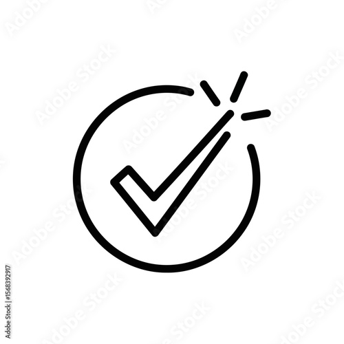 Vector art of a check mark inside a circle indicating success or approval, isolated on white background