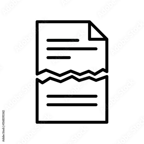 Vector art of torn paper document with lines of text isolated on white background