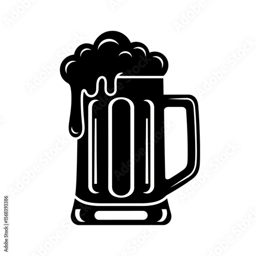 Vector art of beer mug with foam isolated on white background